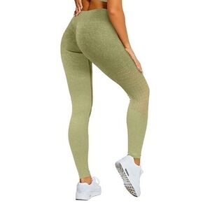 Maxxim Butt Lifting High Waisted Seamless Athletic Yoga Green Leggings Sz L NWT